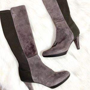 Stuart Weitzman Knee High Boots Skyline Gray Suede